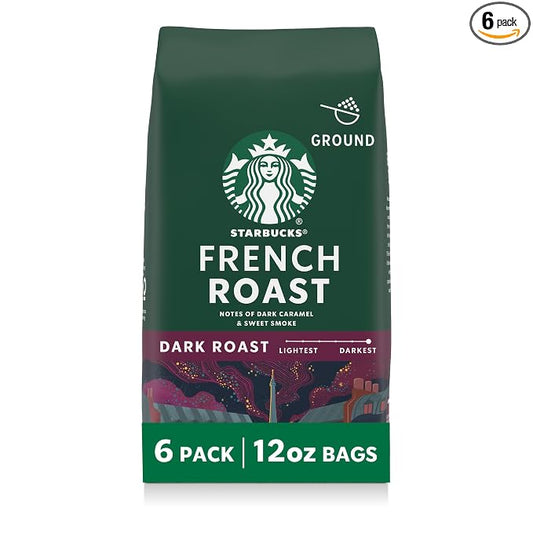 Starbucks French Roast ground coffee six 12 oz bags