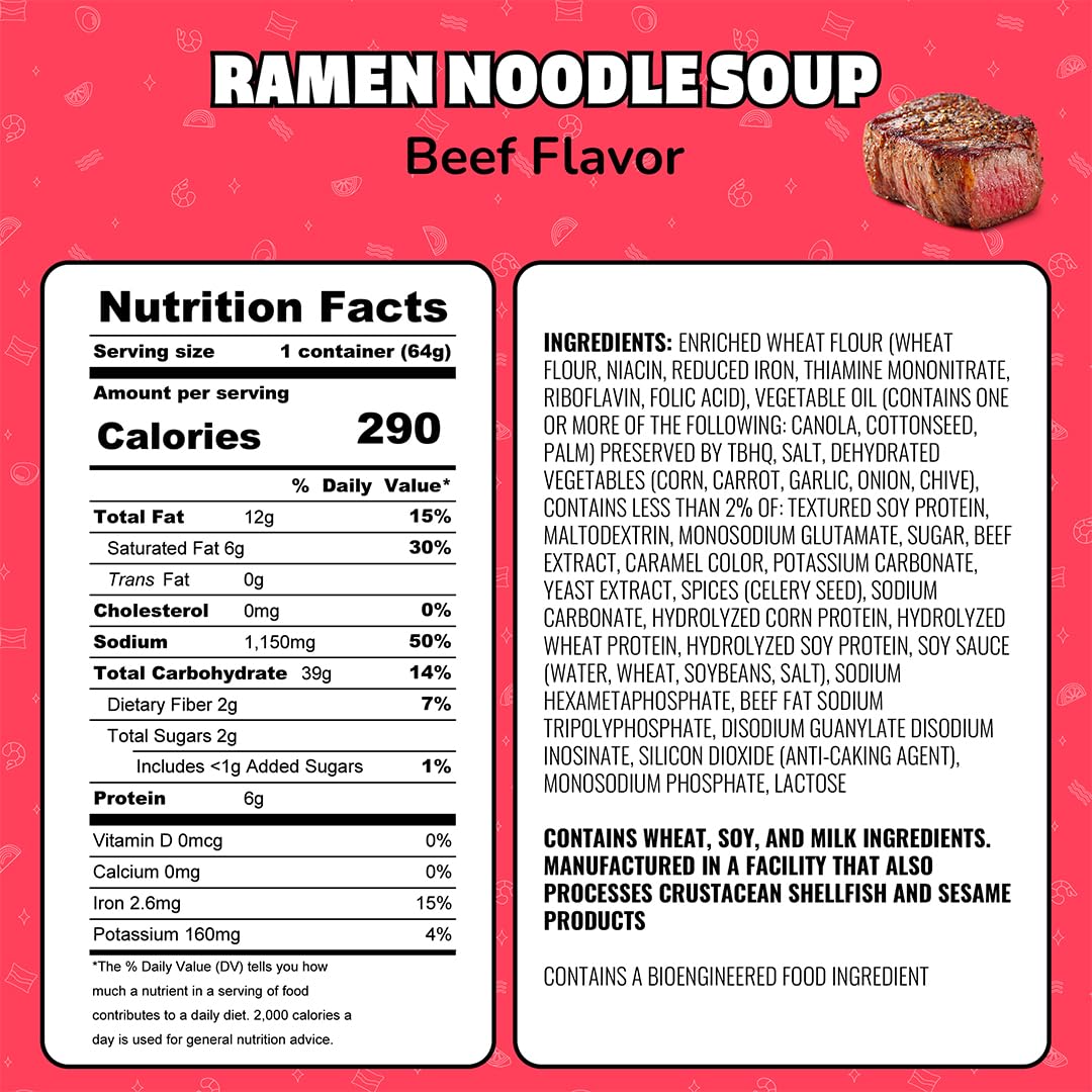 Japanese-style beef ramen noodle soup cup