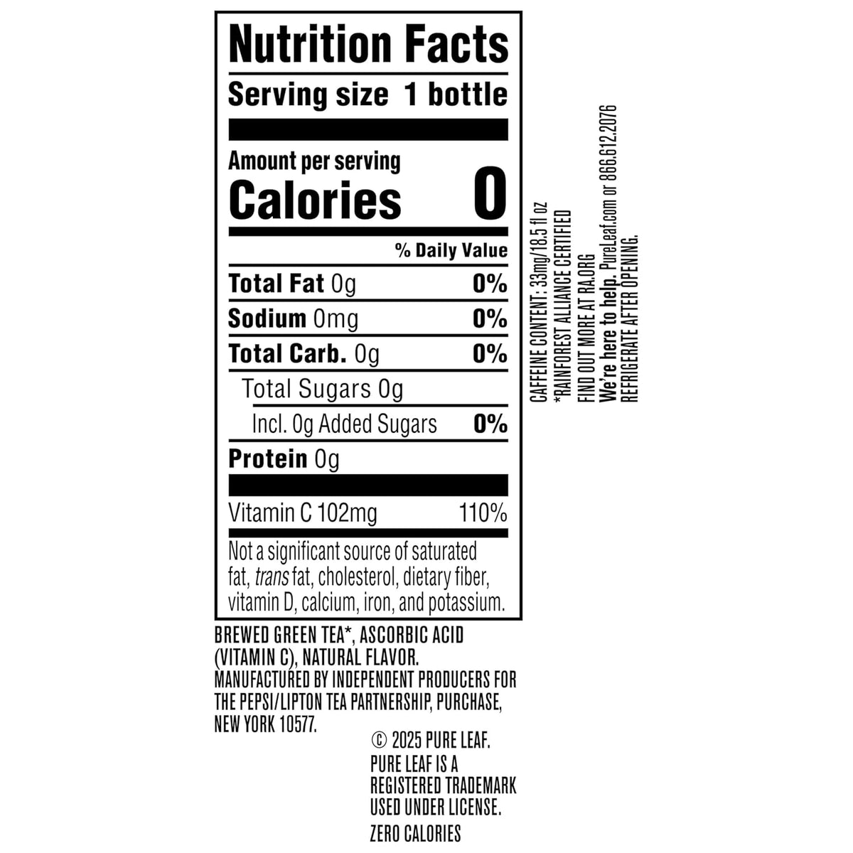18.5 fl oz Pure Leaf green iced tea bottles