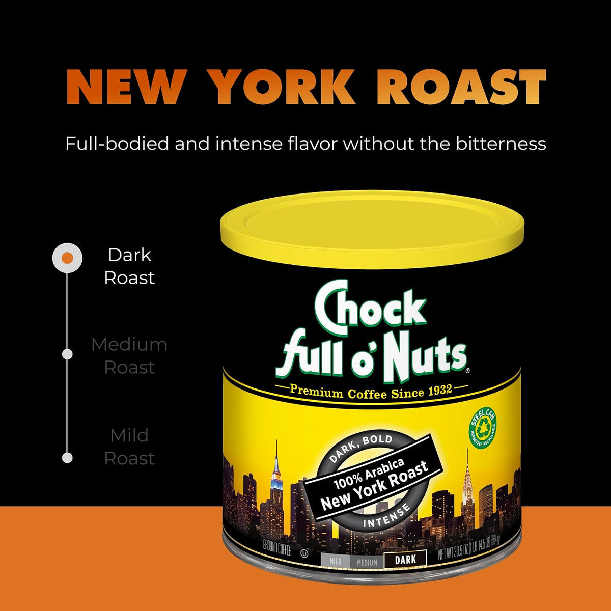 Chock Full o' Nuts premium ground coffee can