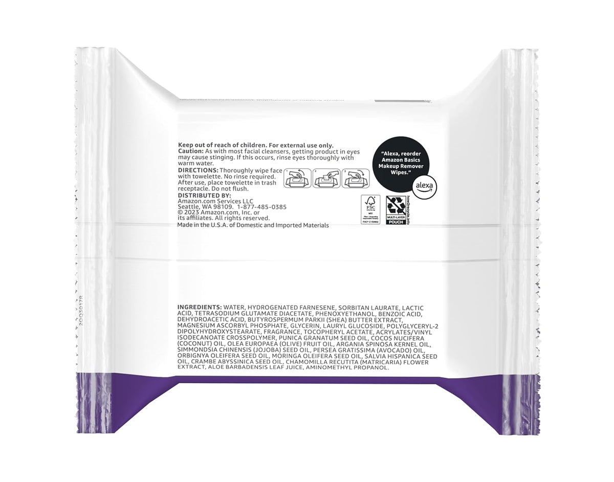 Amazon Basics wipes for waterproof mascara removal