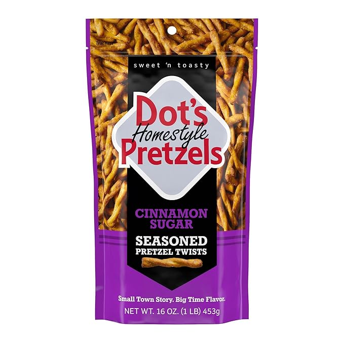 Dot's Cinnamon Sugar seasoned pretzel twists bag