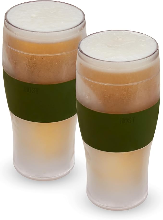 Host FREEZE olive beer cooling cups set of 2