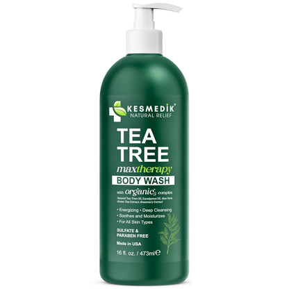 Visit the KESMEDIK Store — KESMEDIK Tea Tree Body Wash MaxTherapy, Itchy Skin Relief Soap, Soothes Jock Itch, Athlete's Foot, Acne, Eczema, Psoriasis & Sensitive Skin, Intimate Wash, Men & Women, 2-Pack, Original Edition