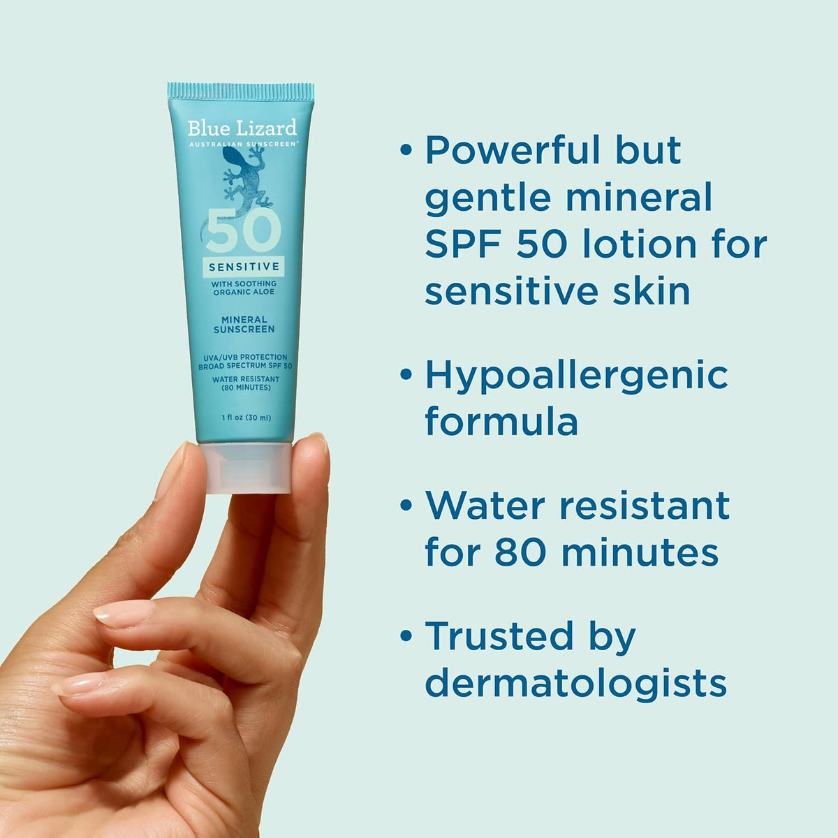 Blue Lizard SPF 50 sunscreen lotion for face and body