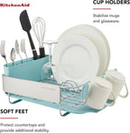 Compact stainless steel dish rack for small kitchens