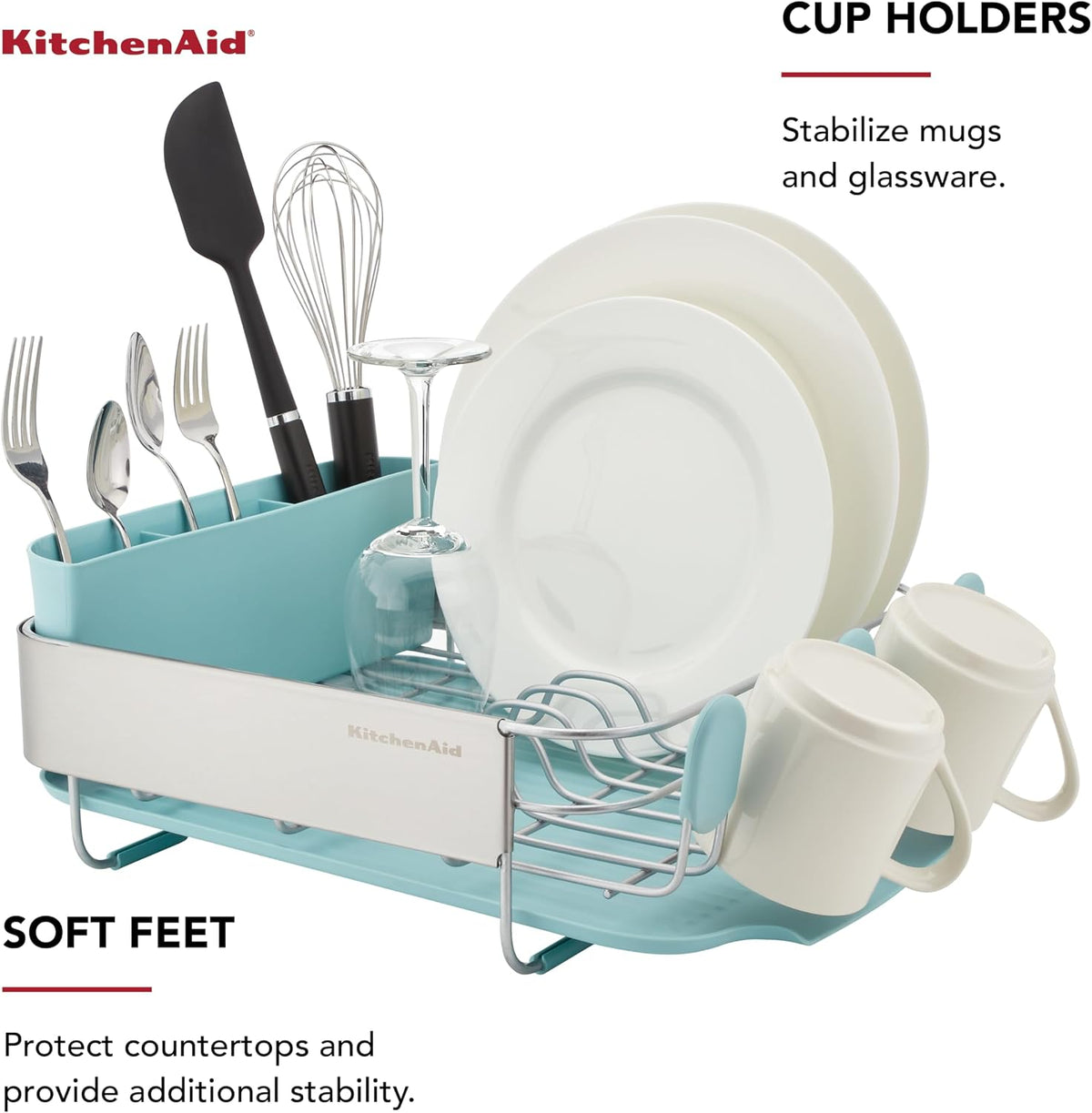 Compact stainless steel dish rack for small kitchens