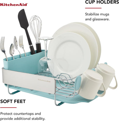 Compact stainless steel dish rack for small kitchens