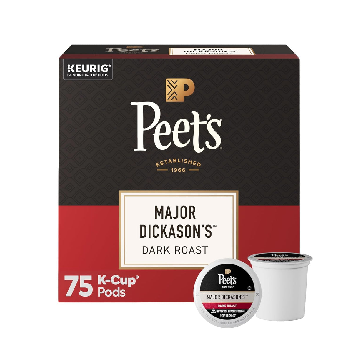 Peet's Coffee 75 count K-Cup pods dark roast packaging
