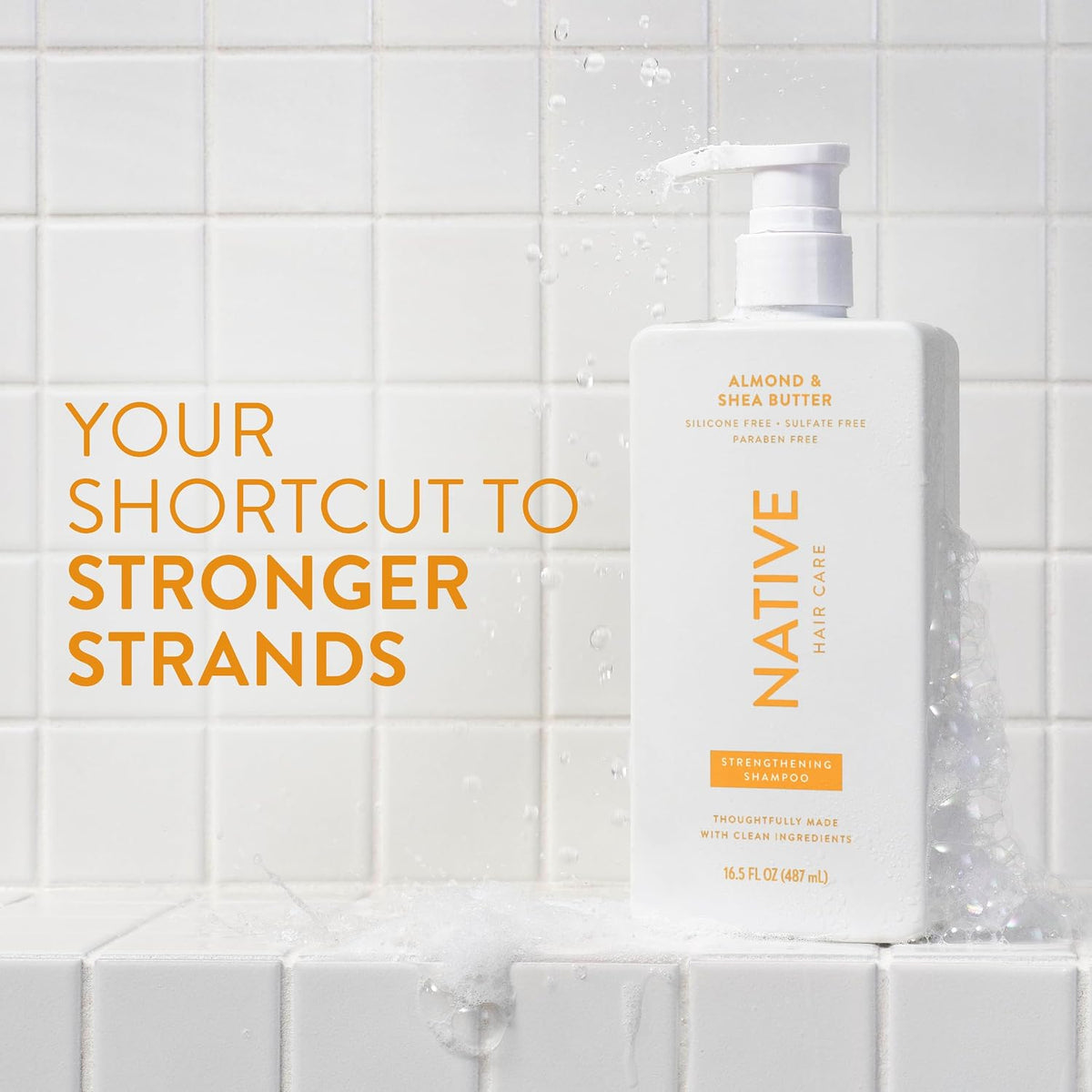 Native naturally derived shampoo and conditioner bottles