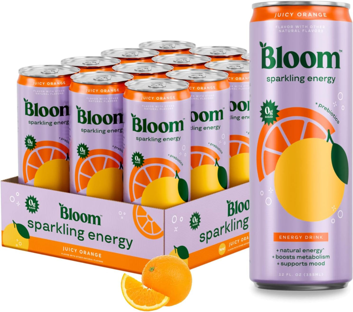 Orange Bloom Nutrition sparkling energy drink cans