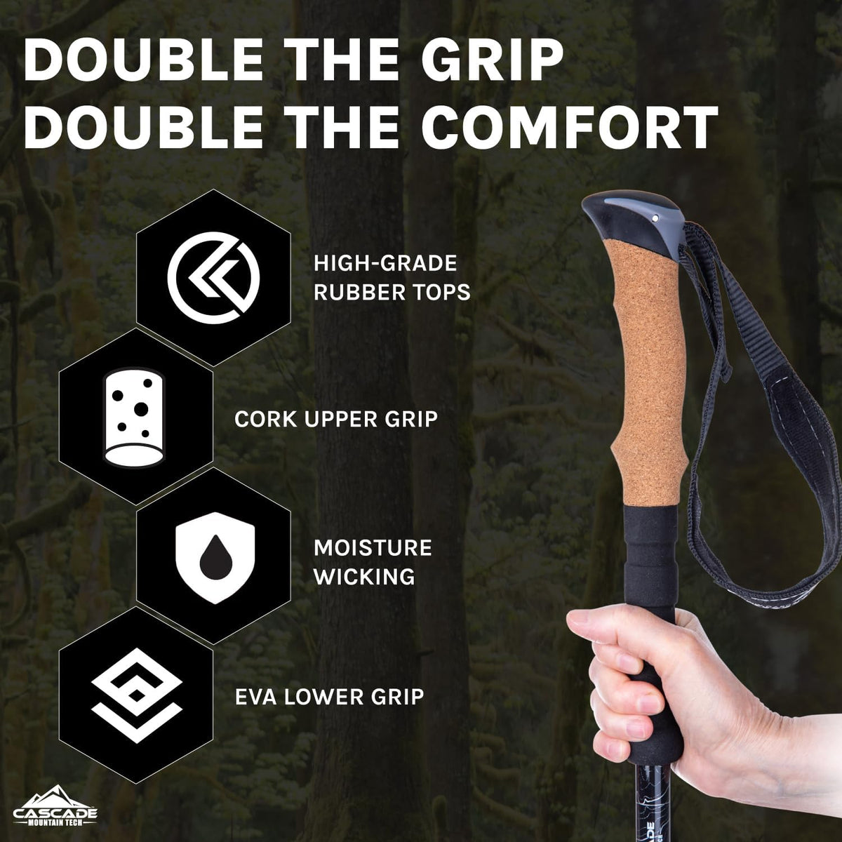 Cascade Mountain Tech trekking poles with adjustable wrist straps