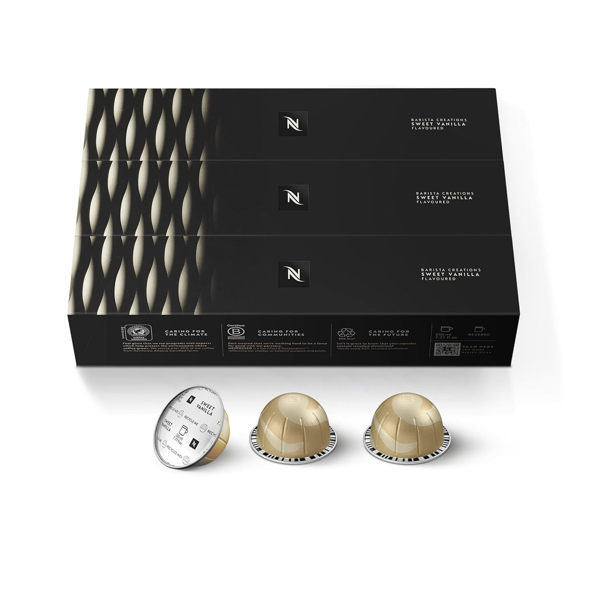 Nespresso Vertuo vanilla flavored coffee pod packaging