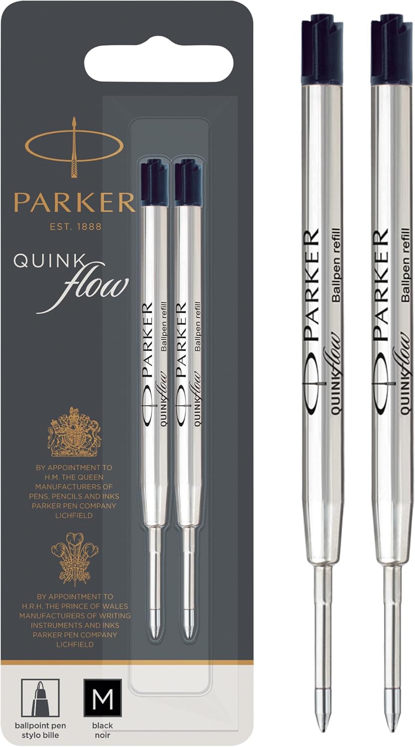 Parker black ink ballpoint refill medium tip packaging
