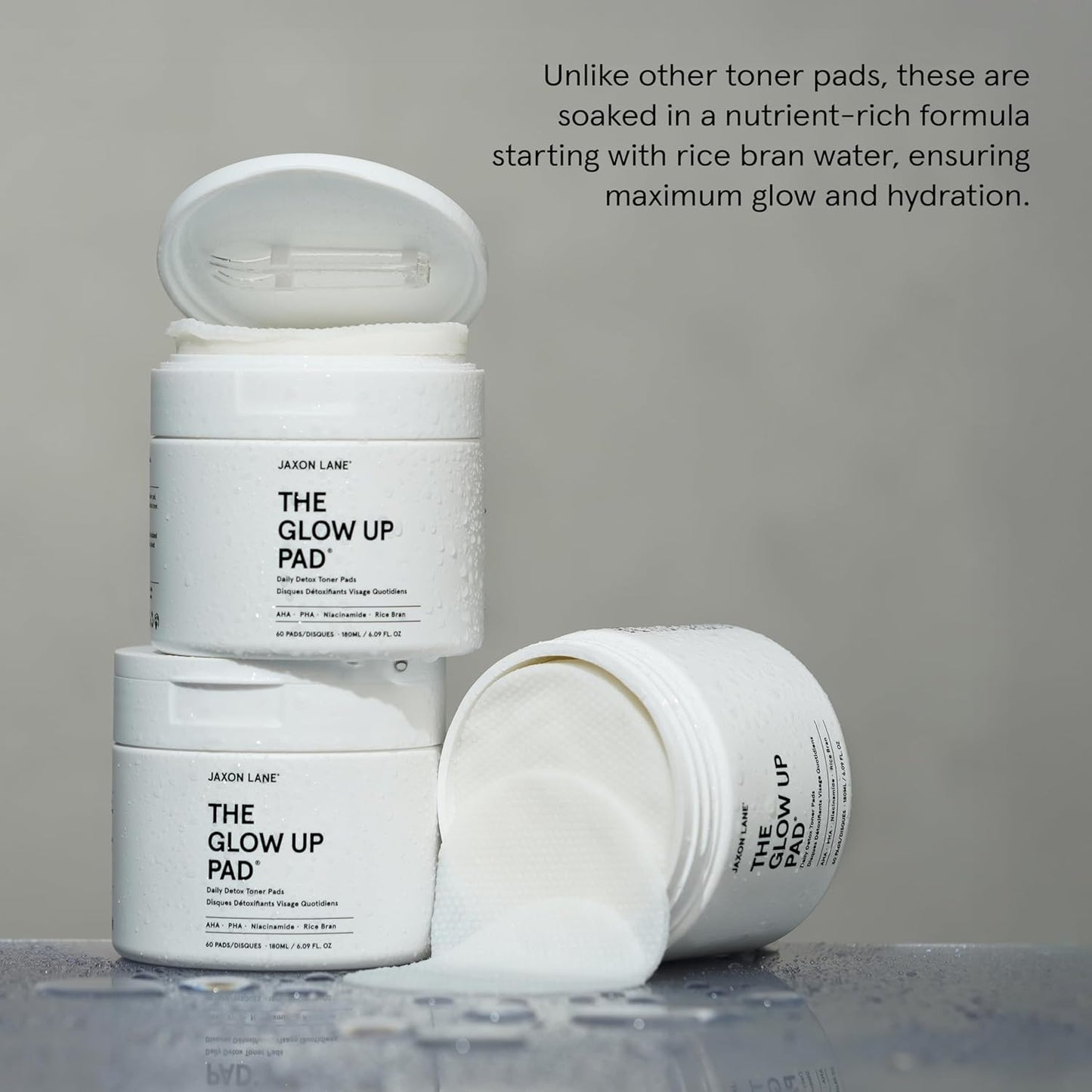 JAXON LANE  — Rice Toner Pads Korean Skin Care Daily Exfoliating Pads for Face: THE GLOW UP Centella AHA PHA Niacinamide Brightening Toner for Mens Skincare, Facial Cleansing, Acne Pores, Dark Spots & Skin Radiance