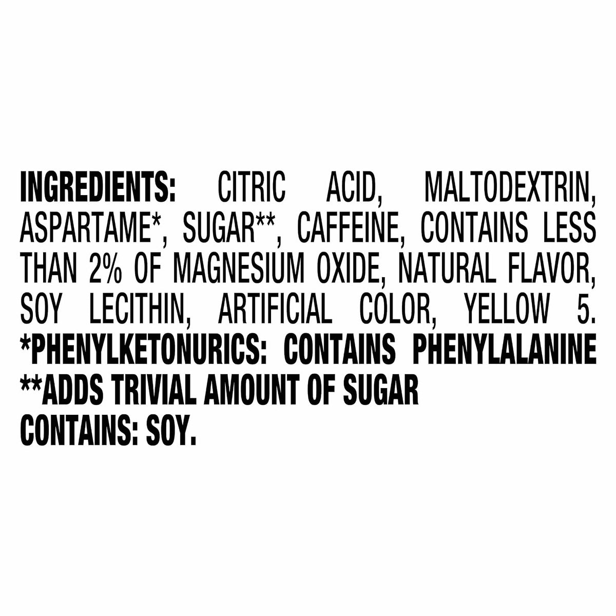 Crystal Light on-the-go citrus caffeine drink mix packaging