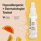 Hair smoothing spray with citrus vanilla scent