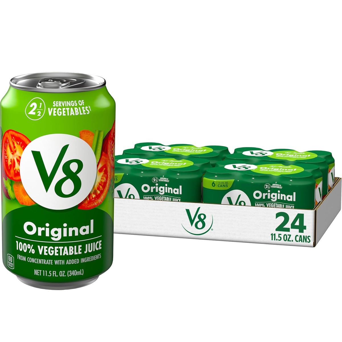 V8 vegetable juice 11.5 fl oz can front label