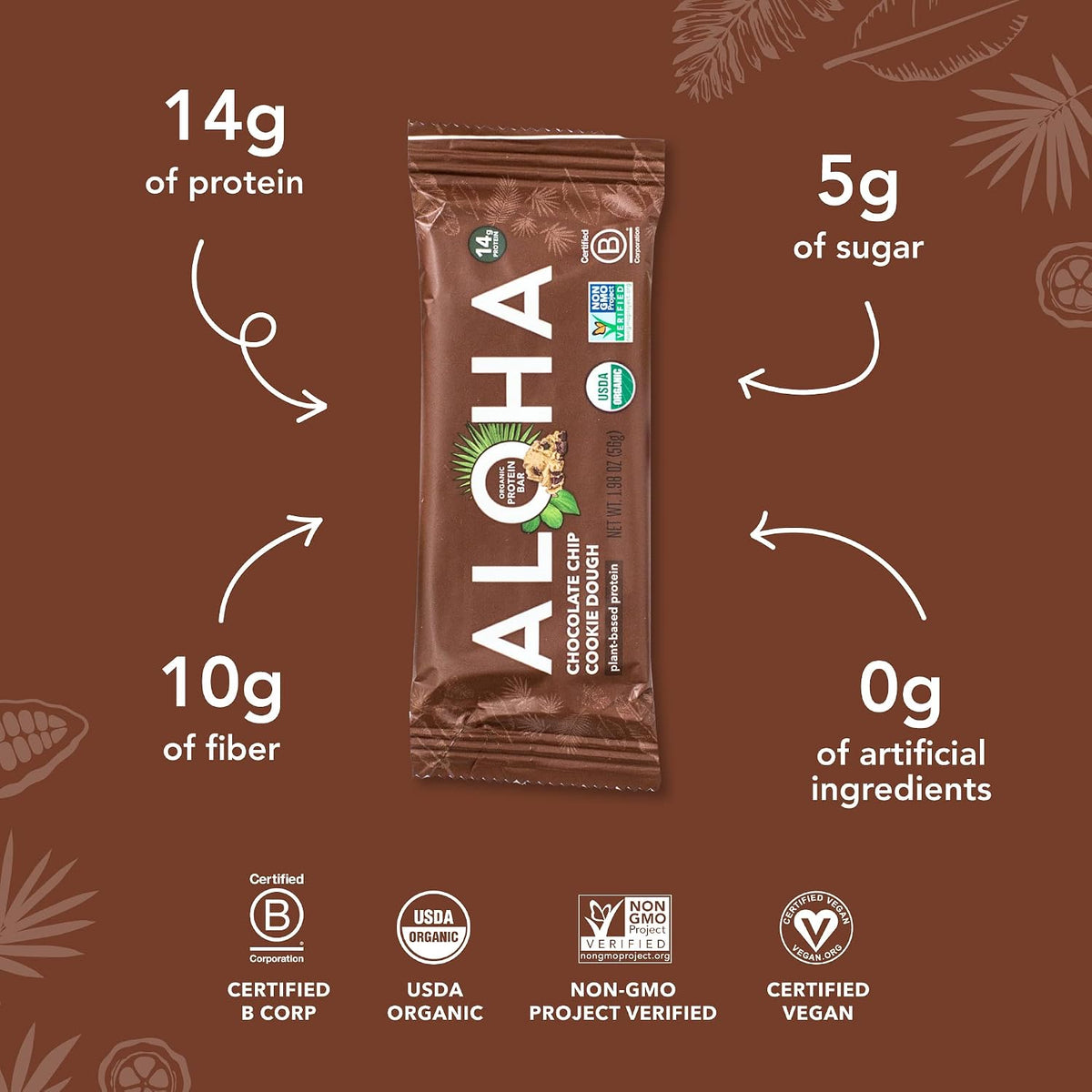 ALOHA whole food ingredient protein snack bars