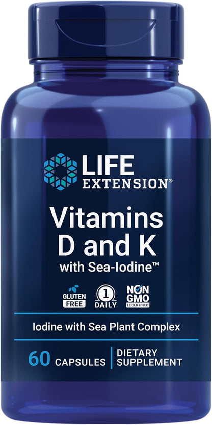 Life Extension D and K Sea-Iodine 60 capsules front label