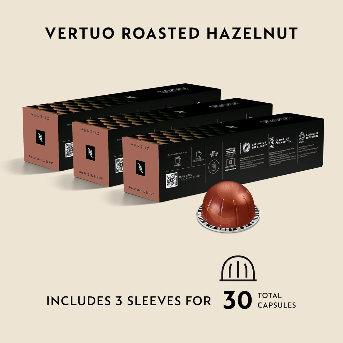 Nespresso Vertuo single serve hazelnut coffee capsules