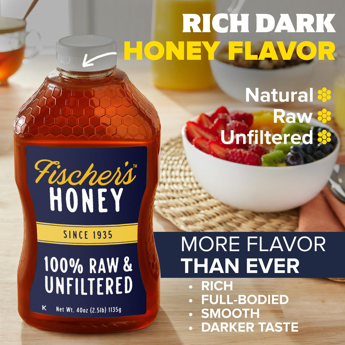 Fischer's rich flavor honey 40 oz sweetener