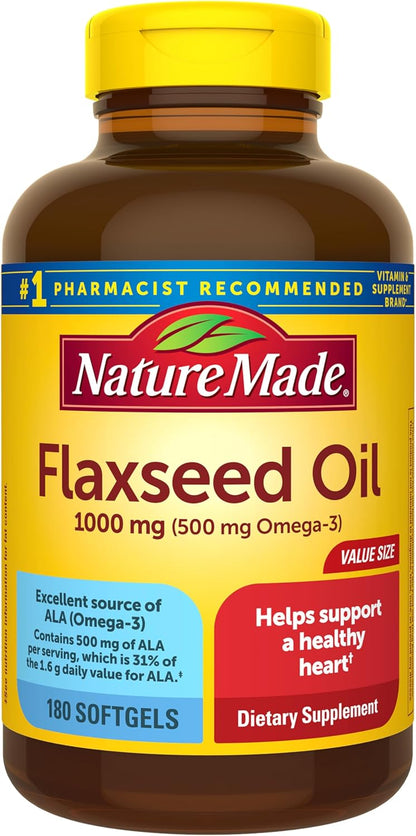 Nature Made flaxseed oil omega-3 supplement label