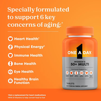 Visit the ONE A DAY Store — One A Day Multivitamin for Women 50 and Over Tablets, Womens Multivitamin 50 Plus with Vitamins D, C, E, Zinc & Biotin, Daily Vitamins for Woman 50+, 200 Ct (Packaging May Vary)