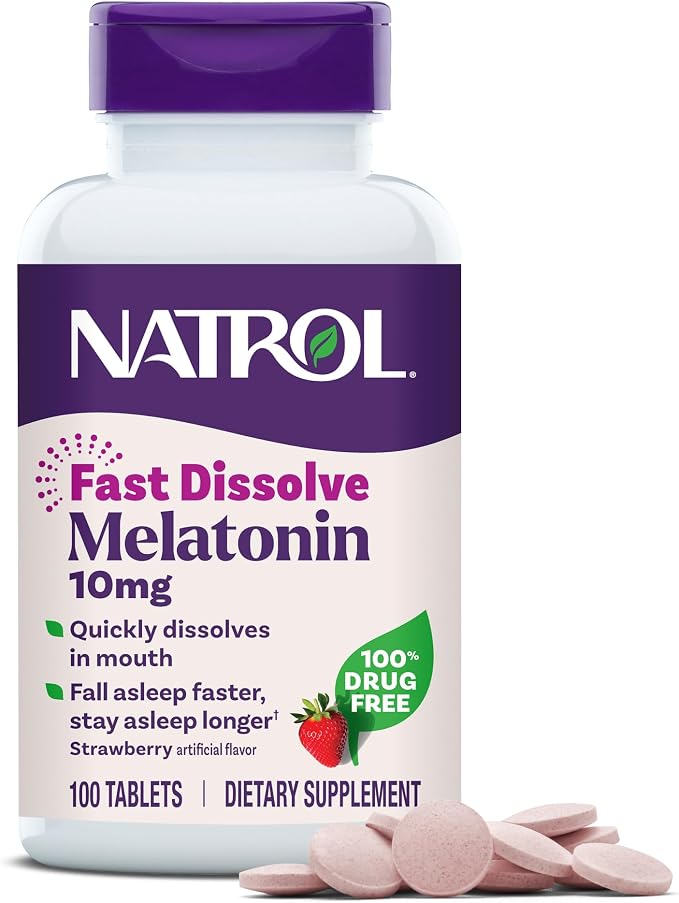 Natrol Melatonin 10 mg strawberry fast dissolve tablets bottle