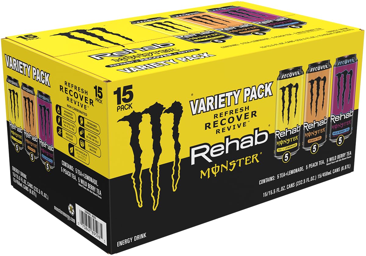 Monster Rehab wild berry tea energy drink can