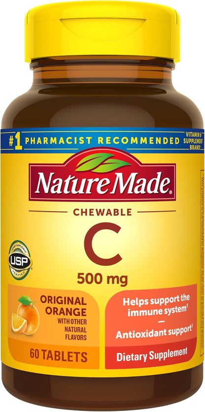 Nature Made Vitamin C 500 mg orange chewable tablets