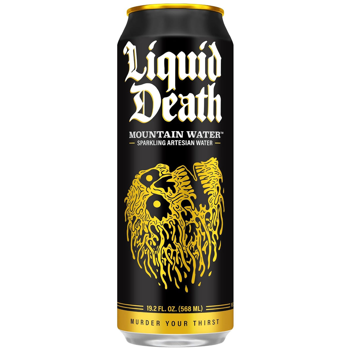 Liquid Death carbonated mountain water in aluminum can
