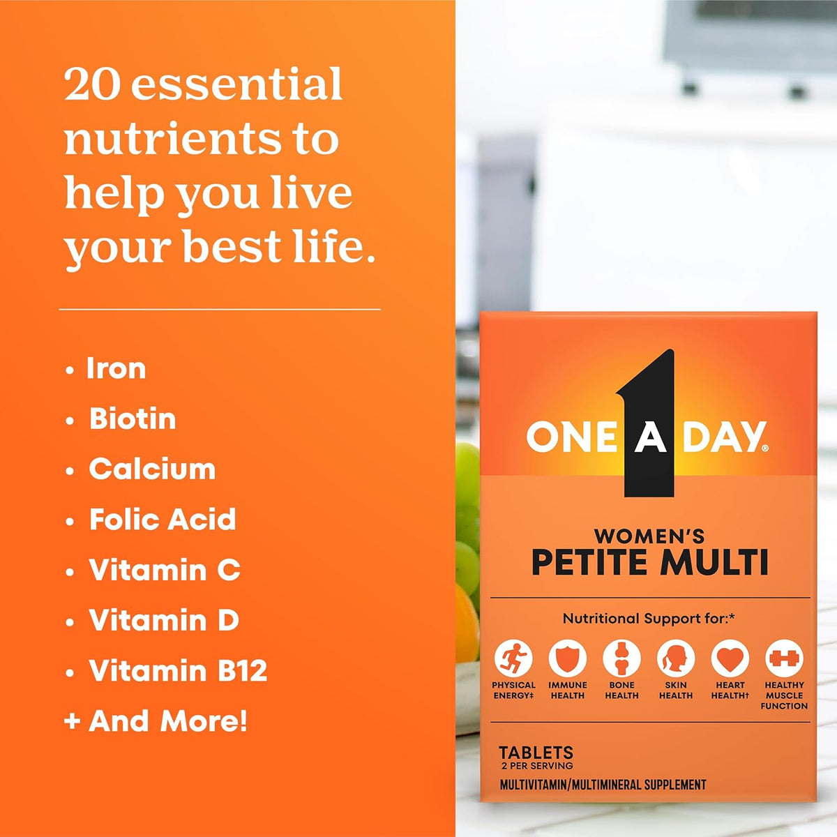 Petite women’s multivitamin for immune and bone health support