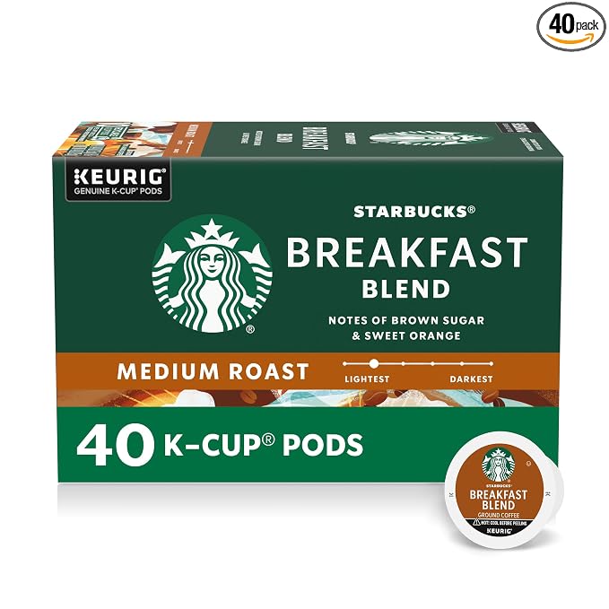 Starbucks Breakfast Blend medium roast K-Cup pods 40 count