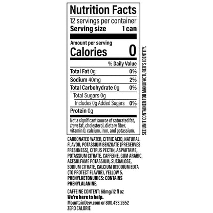 Mountain Dew Zero Sugar Soda in 12oz cans