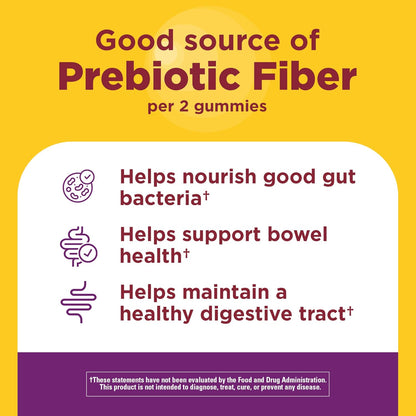 Probiotic and prebiotic fiber gummies for adults