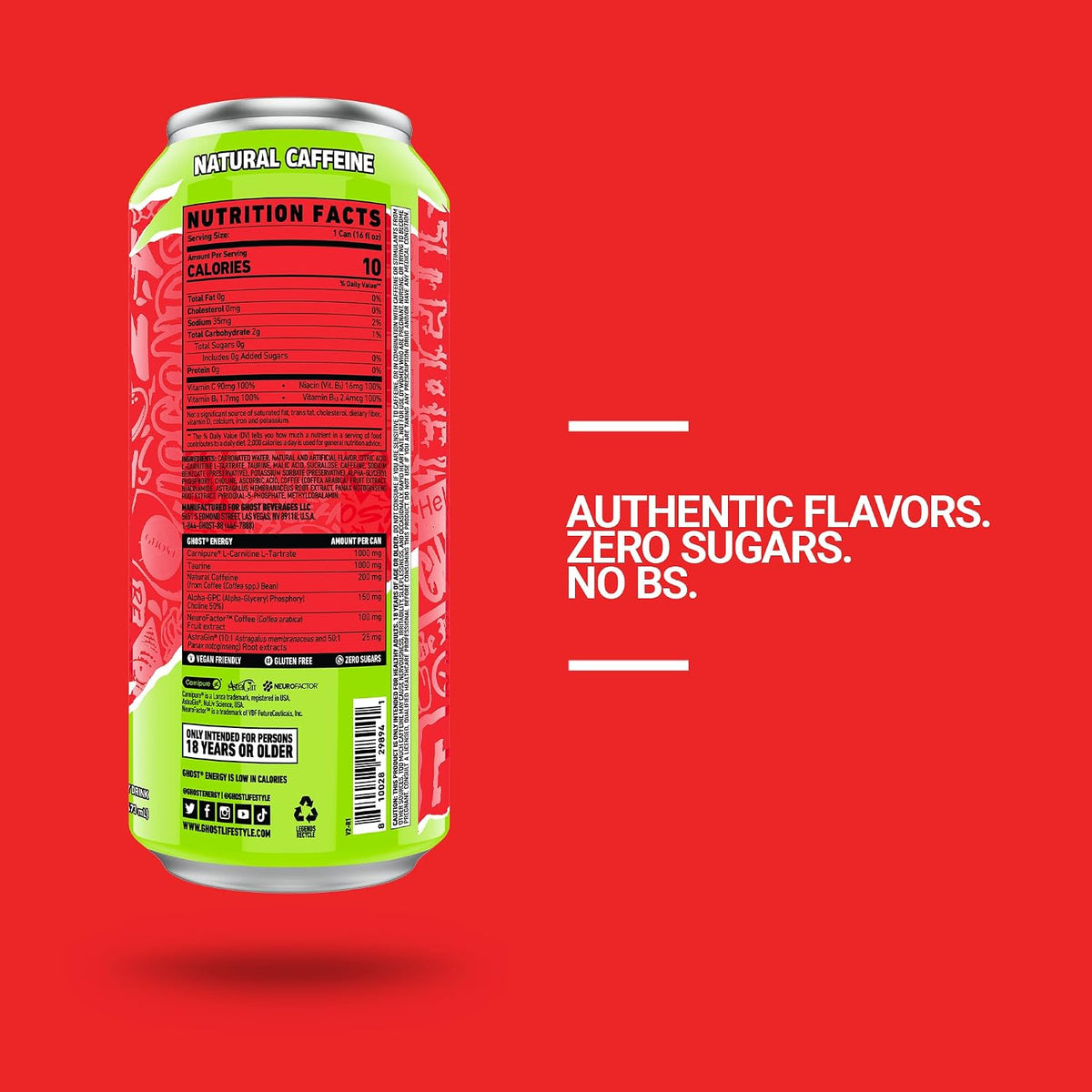 GHOST 12-pack energy drink in Cherry Limeade flavor