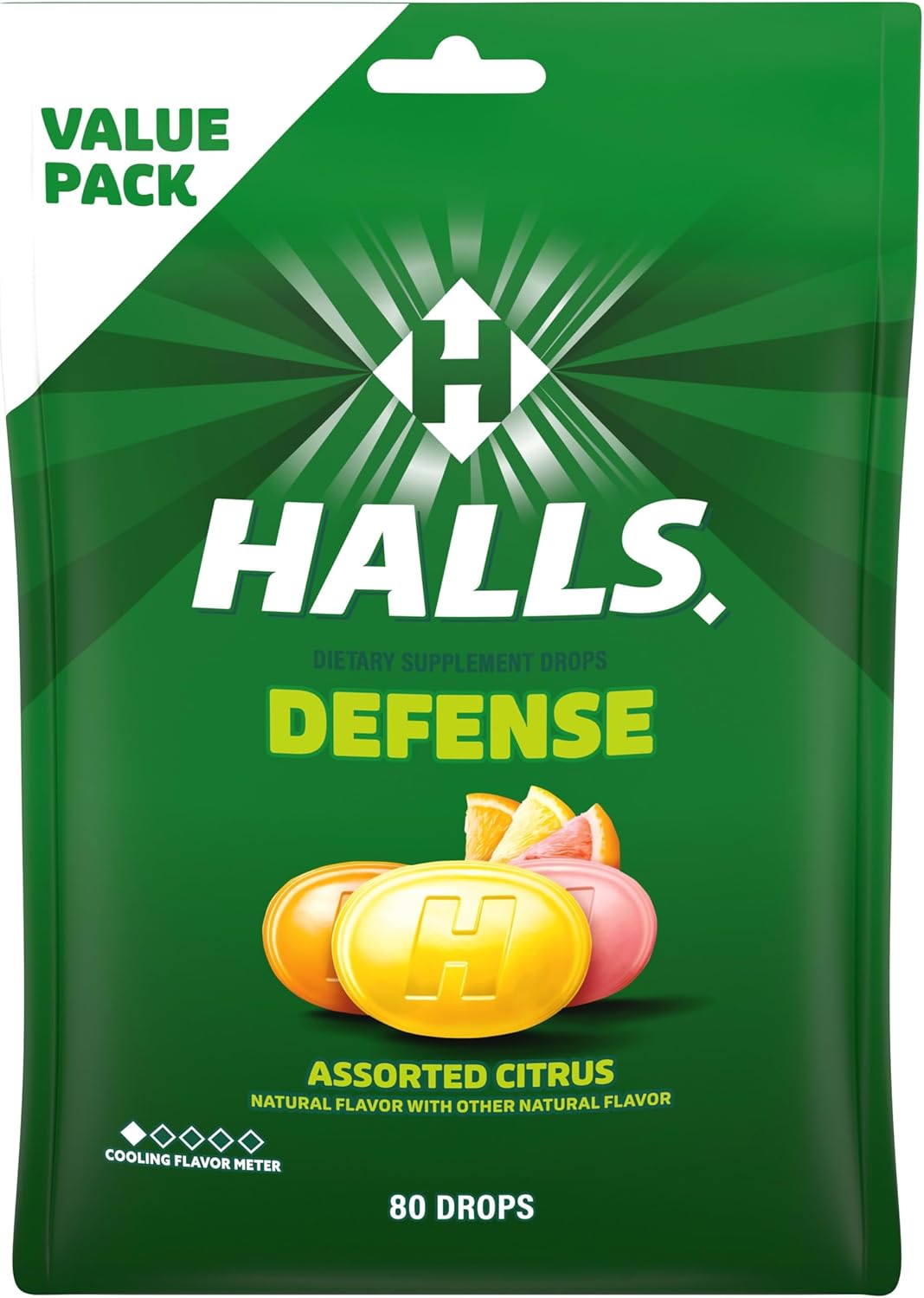 HALLS assorted citrus Vitamin C drops packaging