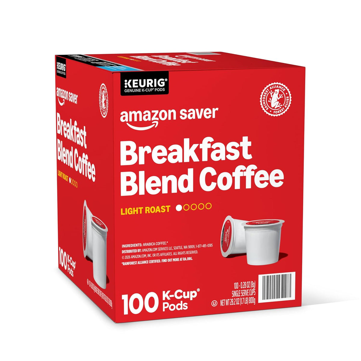 Amazon Saver single-serve Breakfast Blend coffee, 100 count