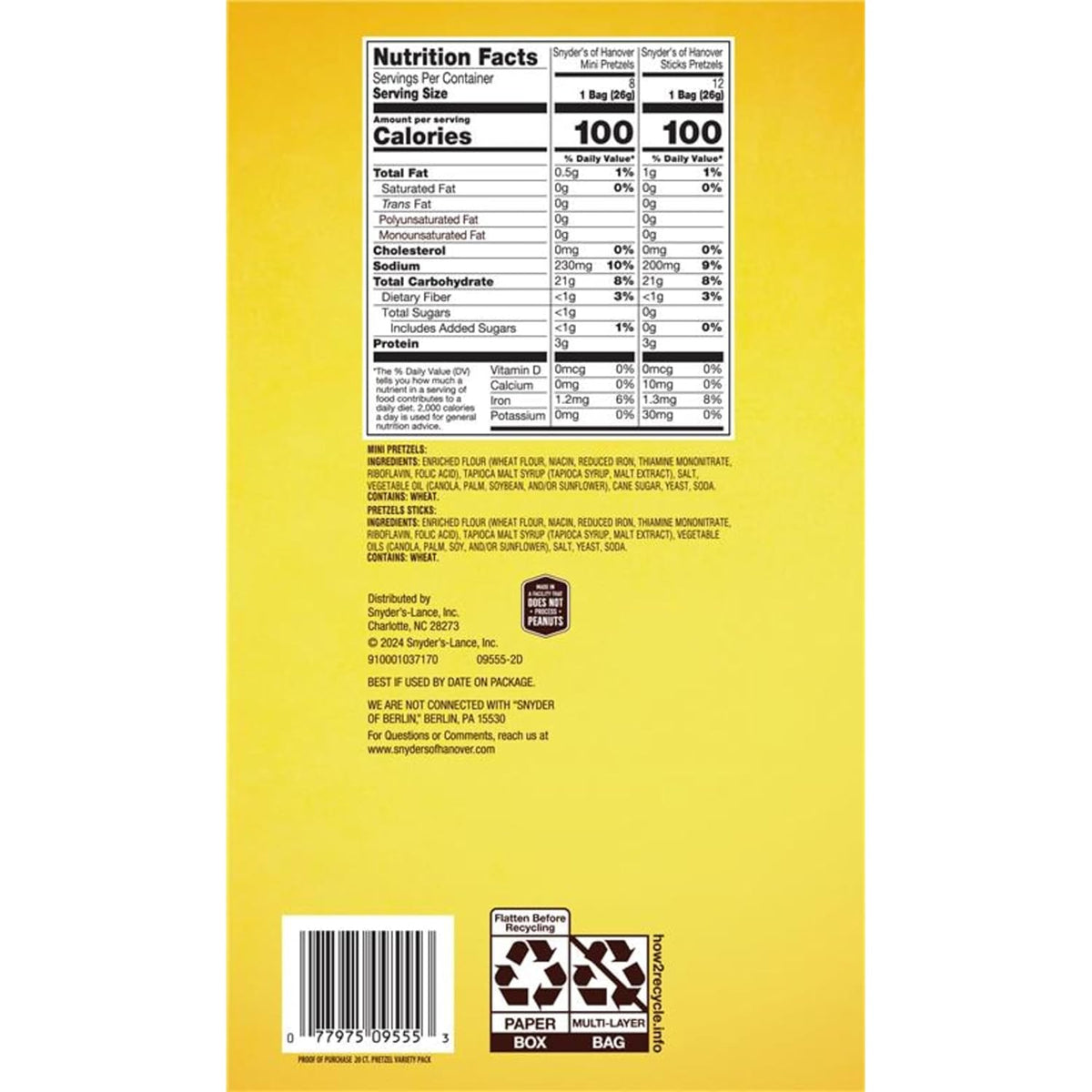 Snyder's of Hanover crunchy pretzel snack box