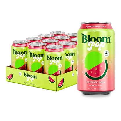 Bloom Pop Watermelon Lime prebiotic soda