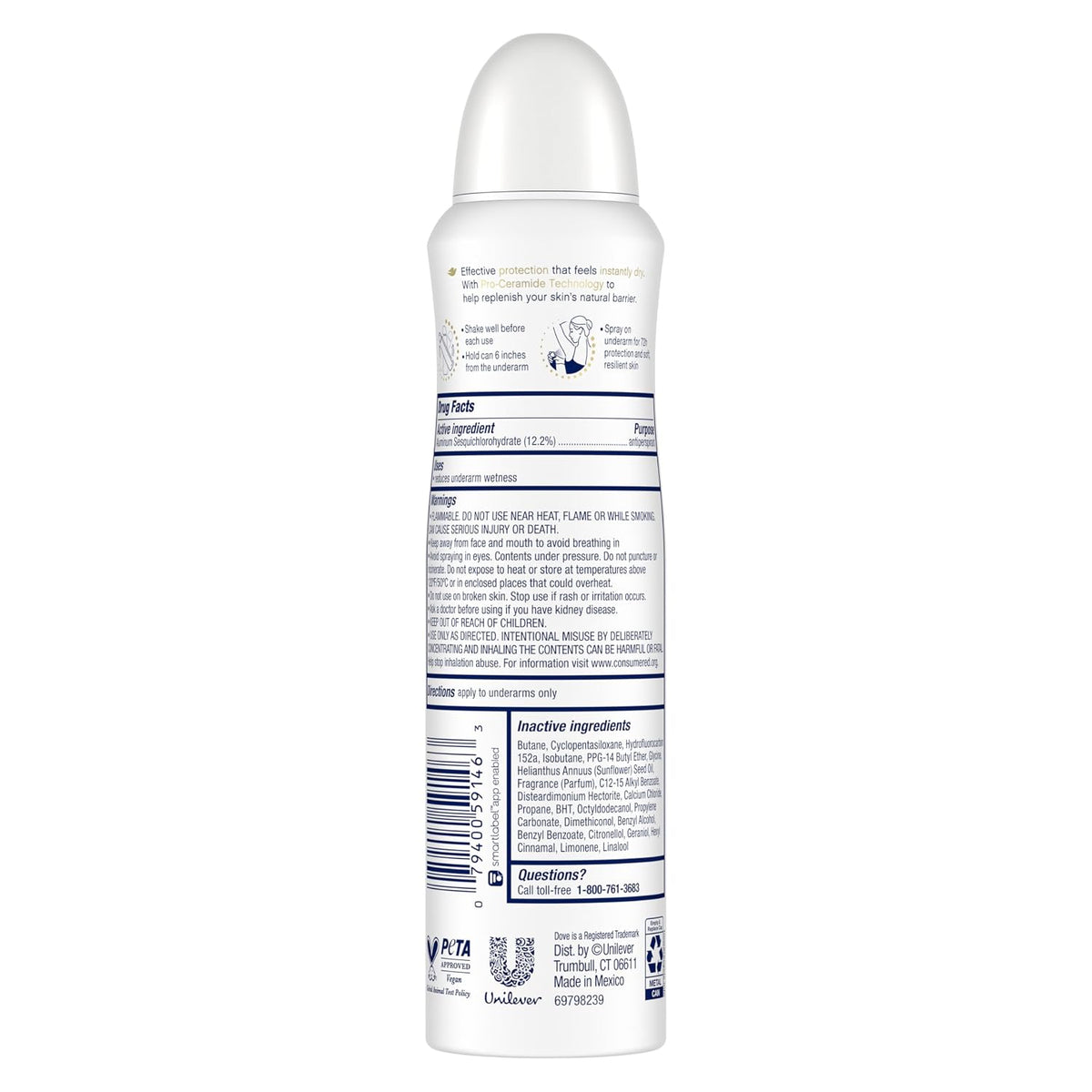 Dove Advanced Care invisible antiperspirant spray cans