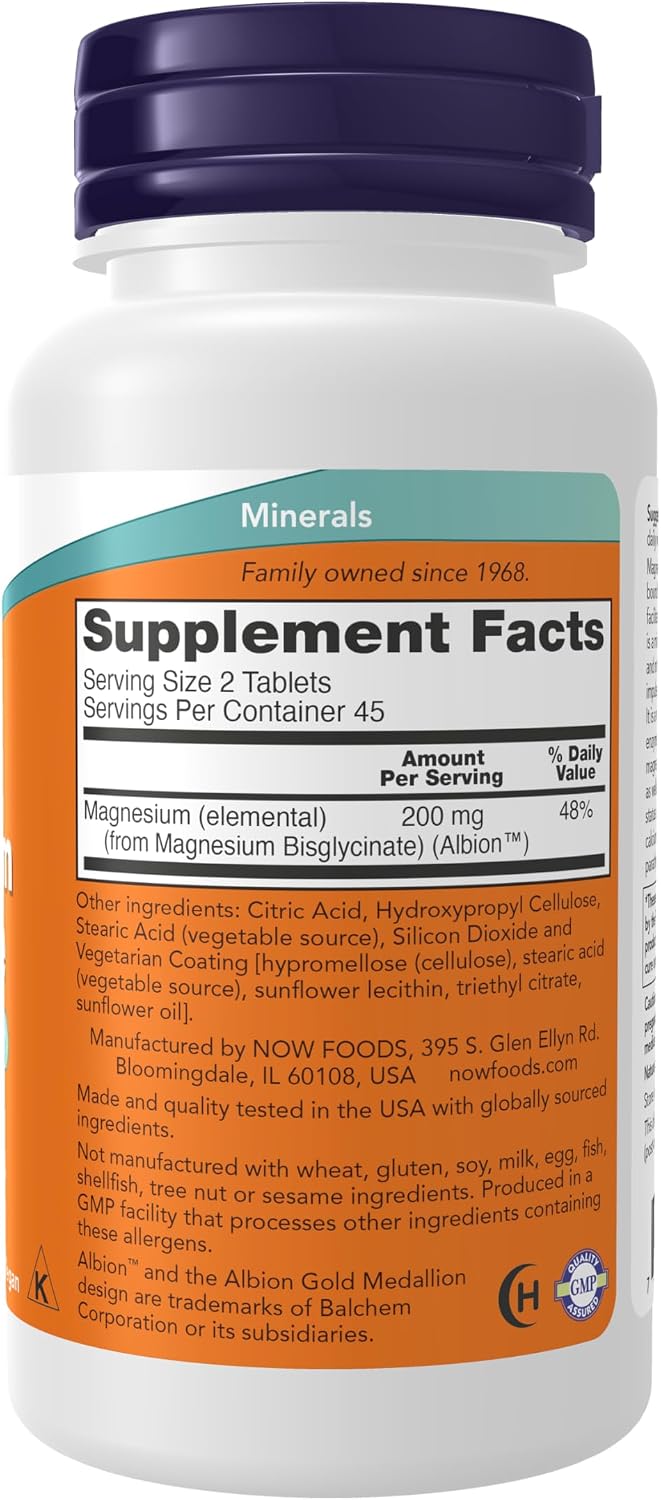 Highly absorbable magnesium glycinate supplement bottle