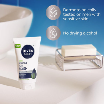 Visit the NIVEA MEN Store — NIVEA MEN Sensitive Face Wash with Vitamin E and Chamomile Extract, No Drying Alcohol, Gentle Face Wash for Men with Sensitive Skin, 5 Fl Oz Tube