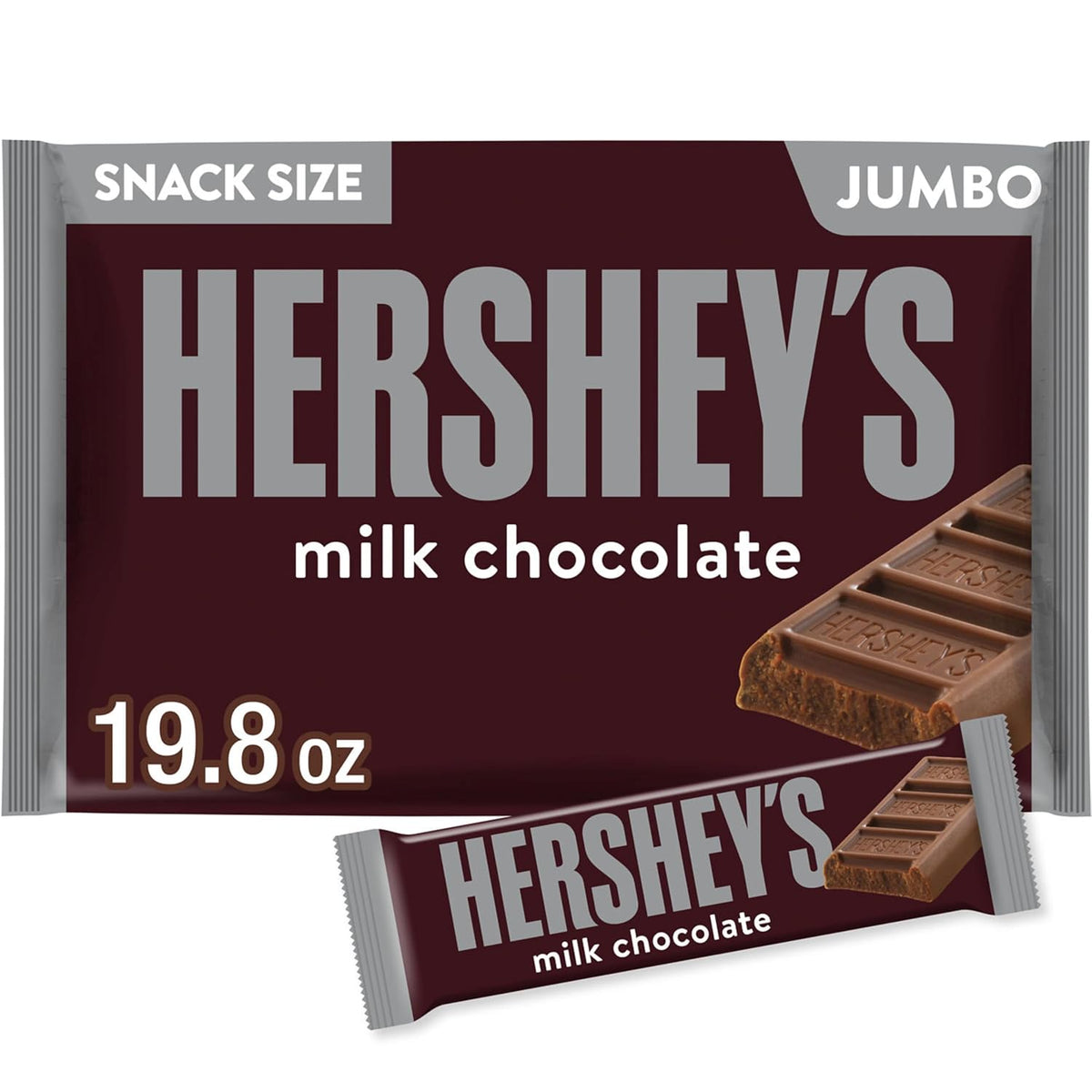 Individually wrapped HERSHEY'S snack size milk chocolate bars