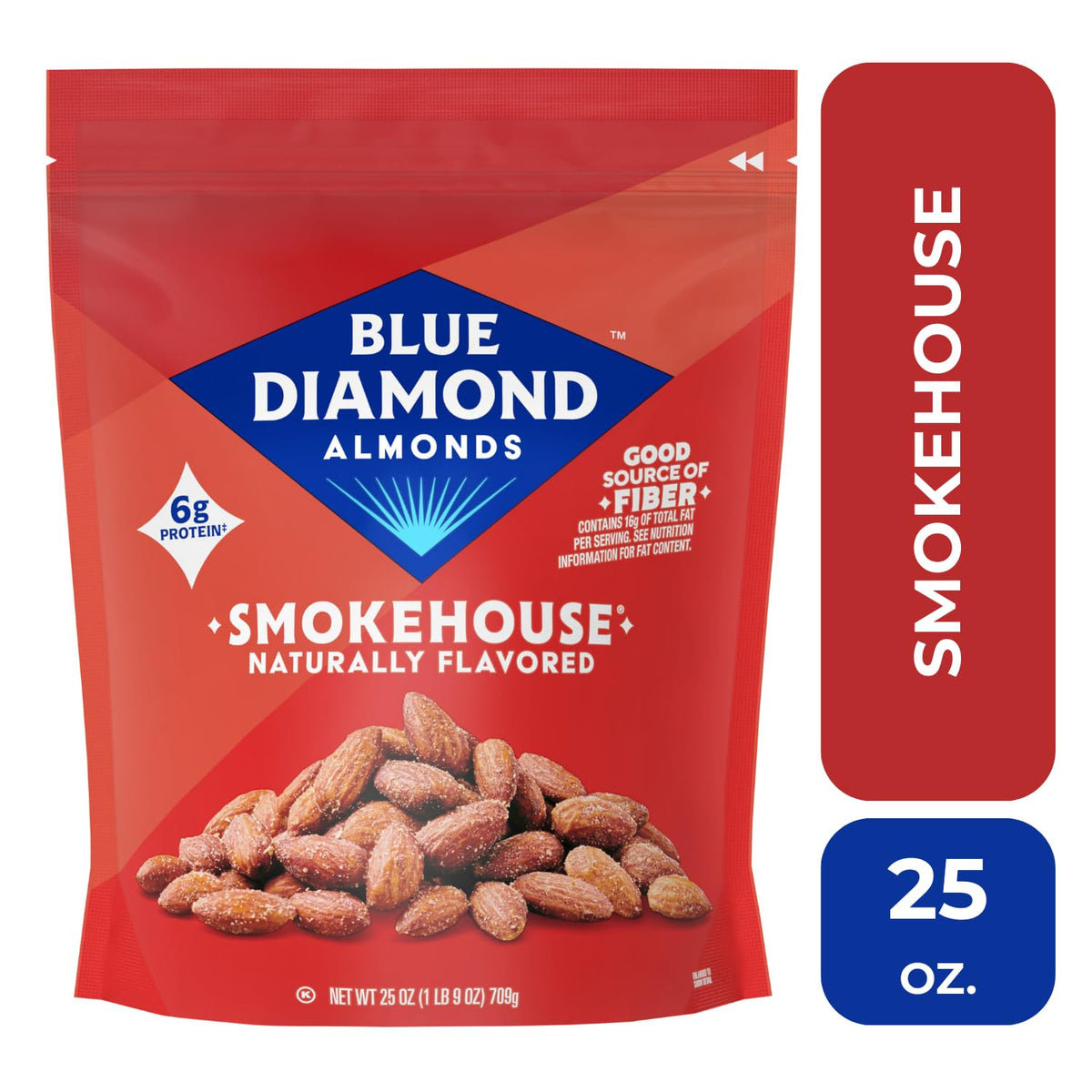 25 oz pack of savory smokehouse almonds