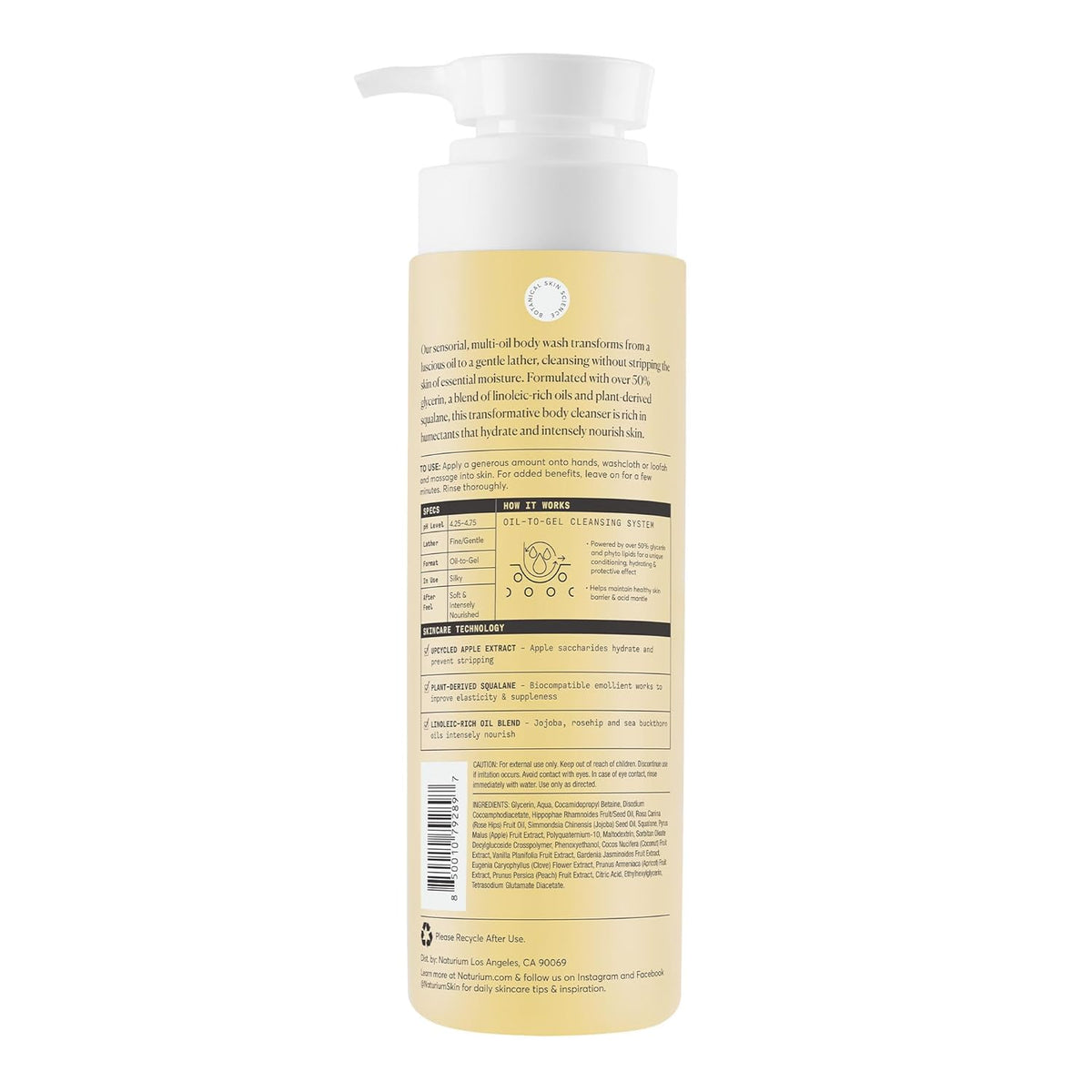 Naturium oil to lather body cleanser for glowing skin
