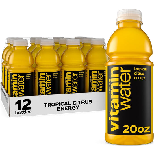 Tropical citrus flavored vitaminwater beverage bottles