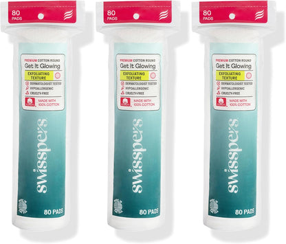 Dual-sided Swisspers cotton rounds for facial cleansing
