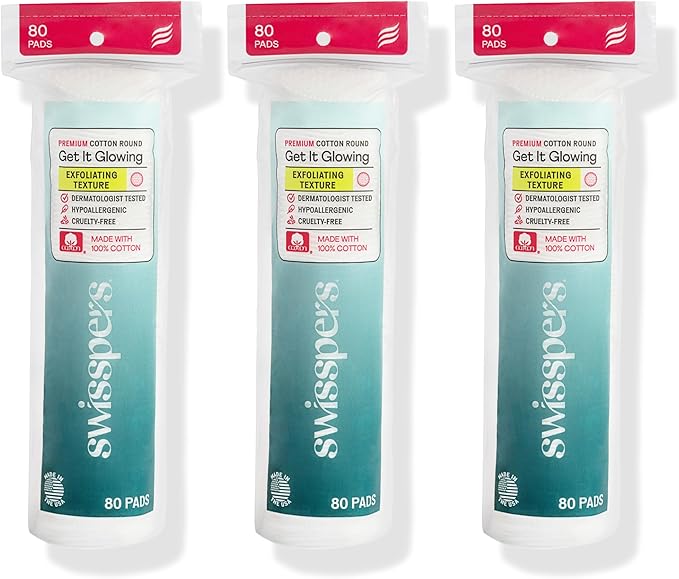 Swisspers Premium Exfoliating Cotton Rounds pack of 3